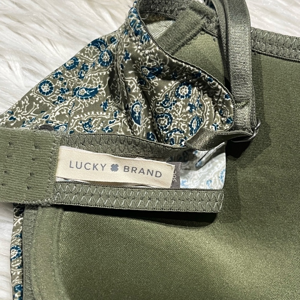 Lucky Brand Olive Green Lace & Paisley Lightly Padded Bra Underwire - Picture 7 of 8